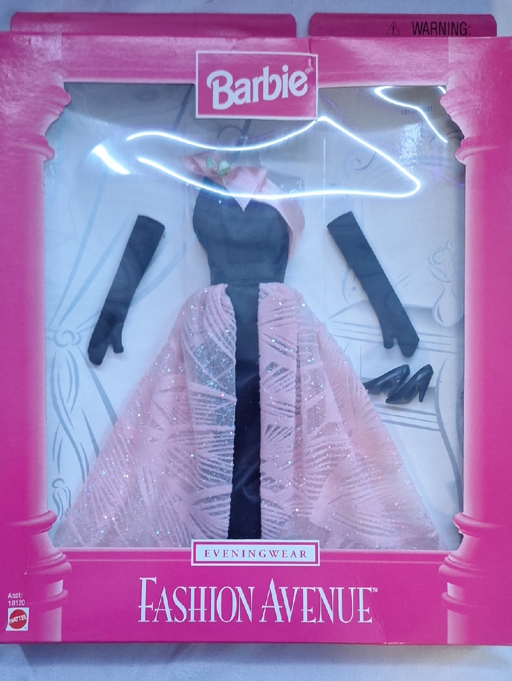 Vintage Evening Gown Barbie Pink Glitter Ball Gown with Black New Bodice